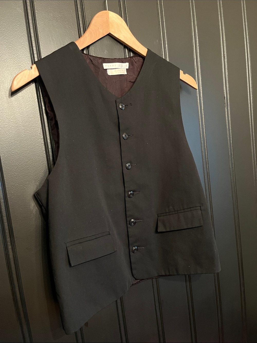 Perry Ellis Black Button Front Vest